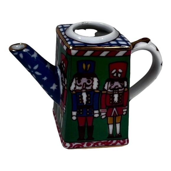 Vintage Miniature 3" Christmas Teapot Toy Soldier Ceramic Holiday Decor Doll - Picture 1 of 5